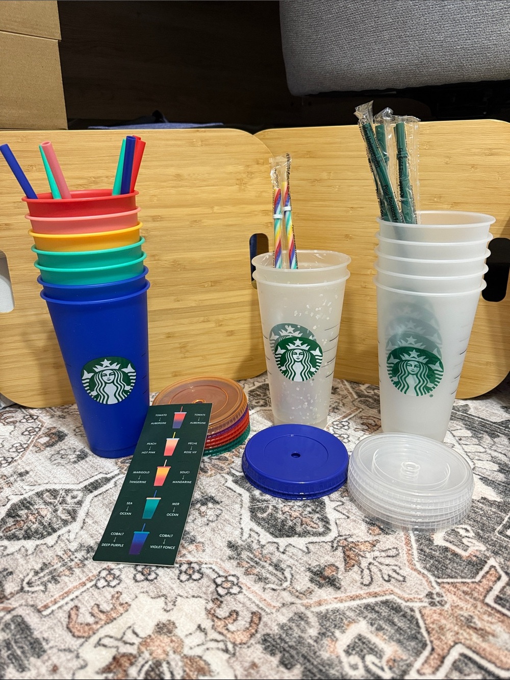 Starbucks Stackable Cold Cups - Plastic Reusable Cups with Lids & Straws